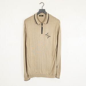 ZILLI Men's Long Sleeve Quarter Zip Polo knit lightweight sweater